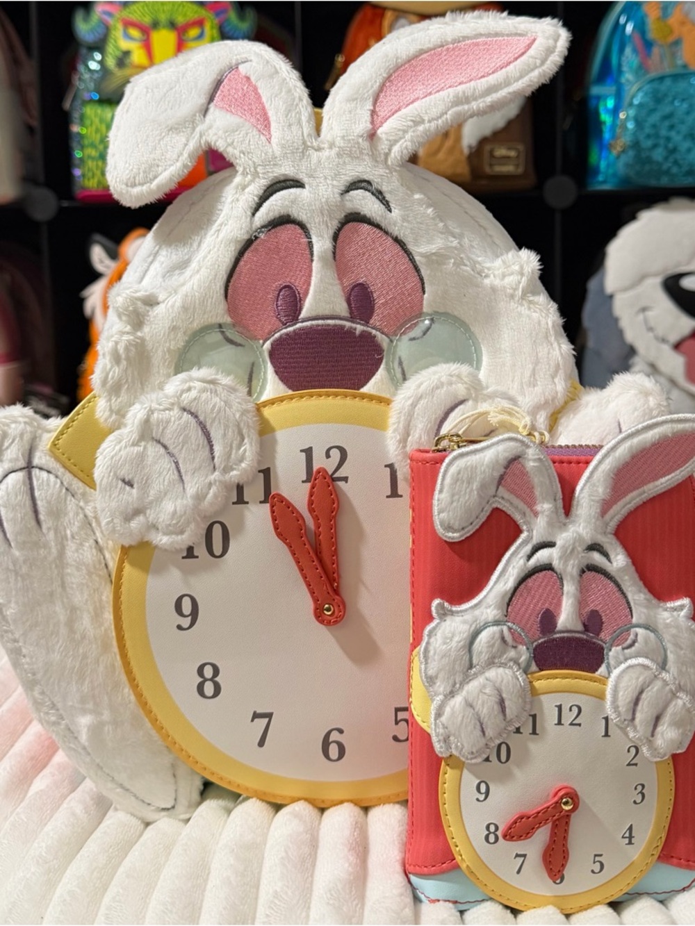 Loungefly Disney White Rabbit Clock Plush Backpack Wallet SOLD OUT